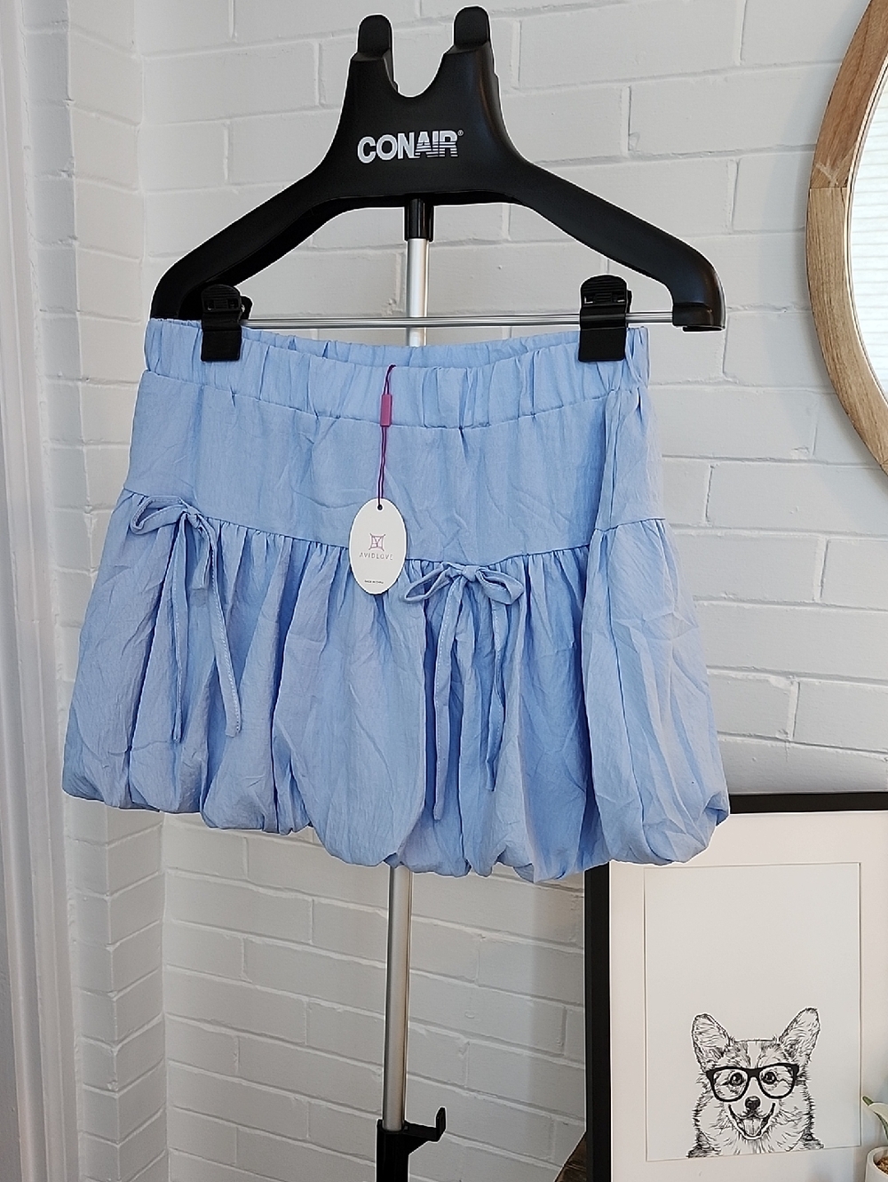 Light Blue Bubble Hem Skirt, Large